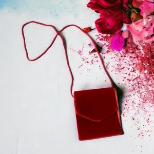 Vintage 70's BECHAMEL Velvet and Satin Burgundy Evening Bag Long Strap